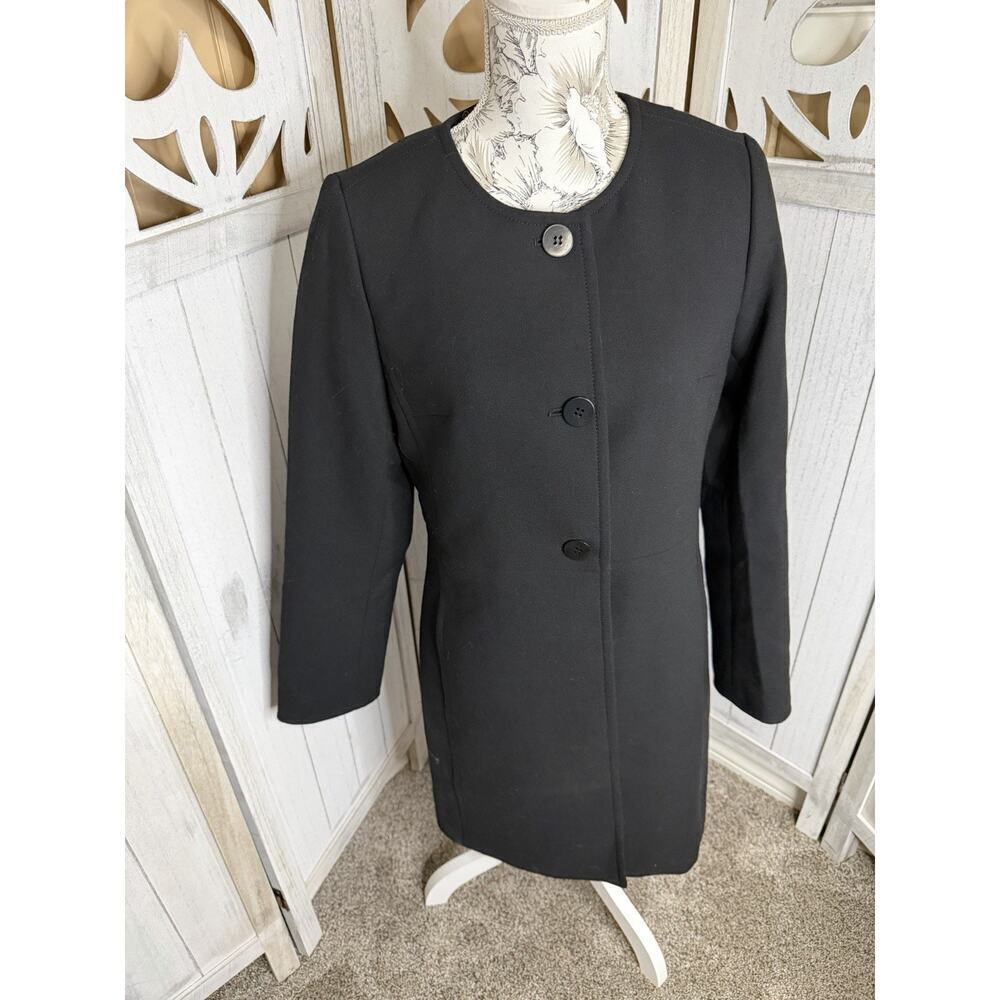Talbots Wool Blend Coat Size 6 Black Dress Overcoat Long Lined Classic Winter